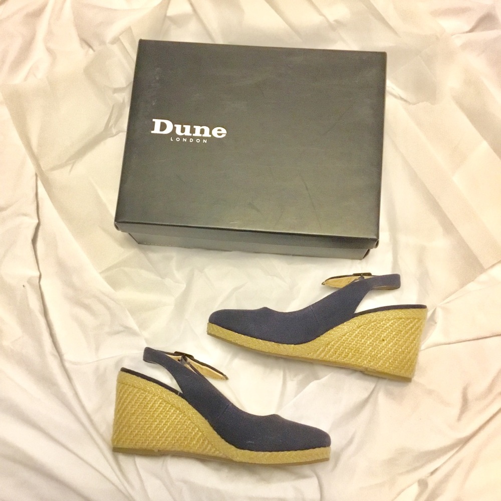 Dune London blue canvas sling-back espadrilles